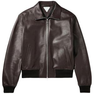 OEM Customized Outdoor Vintage Smooth Monochrome Waterproof <b>Men</b> <b>Leather</b> <b>Jacket</b> - Product Image 1