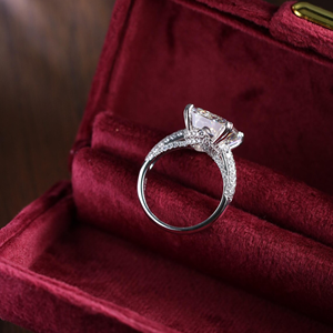 Bague en or blanc taille émeraude avec diamant de 5,40 carats, bijoux de fiançailles et de mariage en diamant de laboratoire, plaqué or 14 carats, vermeil éternité - Product Image 3