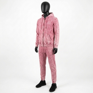 Conjunto Deportivo Premium con Capucha y Efecto Ácido, Felpa de Algodón, Logotipo Personalizado, Corte Holgado, Estilo Moderno - Product Image 4