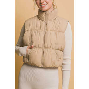 Love Tree Zip up Turtleneck Cropped Vest Coat para mujer - Product Image 3