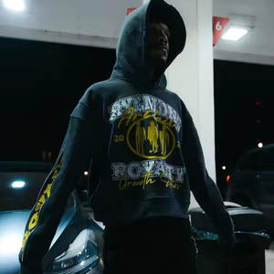 Sudadera con Capucha Personalizada Estilo Urbano, 500 GSM, Algodón Grueso, Corte Recortado, Lavado Ácido, Estilo Vintage, Impresión Digital DTG, Logotipo Impreso - Product Image 4