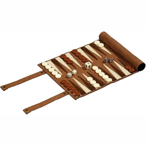 Jeu de backgammon portable en cuir suédé de qualité supérieure, personnalisé en usine, enroulable, pour adultes - Product Image 3