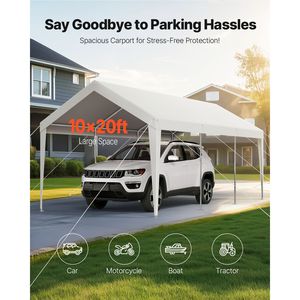 Tettoia per Auto in PVC Resistente 10 X 20 FT, Resistente ai Raggi UV e all'Acqua, Riparo per Auto da Esterno Zincato per Applicazioni nel Parcheggio - Product Image 2