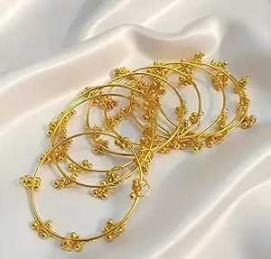 Golden Kashmiri Jhumki Shining Ghungroo <b>Bangles</b> Wedding Party Wear Premium Wholesale Price - Product Image 4
