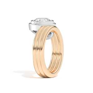 Bague en diamant rond cultivé en laboratoire certifié IGI, 2 carats, CVD, or 18 carats, triple bande spirale, bijoux fins personnalisés, bande spirale, fiançailles - Product Image 3