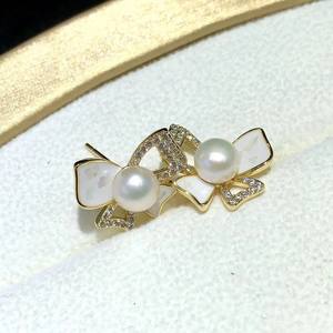 Boucles d'oreilles en or 14 carats et argent pur S925, style rural frais, perles d'eau douce injectées, design nœud fait main - Product Image 2