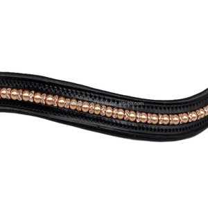 Diadema para caballo de cuero de búfalo indio con cuentas multicolor y cristales de primera calidad, diseño duradero, tallas personalizadas, diadema para doma. - Product Image 1