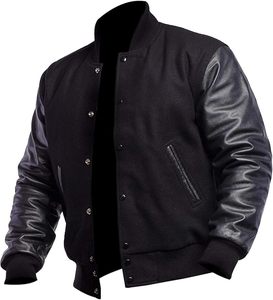 Veste universitaire personnalisée verte et blanche pour homme, col rabattu, fermeture boutonnée, coupe classique, style décontracté d'automne, couleur unie, matière PU - Product Image 6