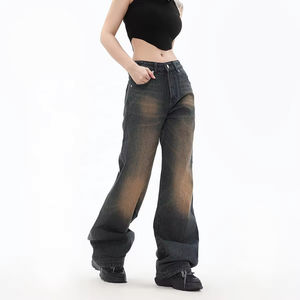 Pantalones Vaqueros de Cintura Alta para Mujer, Estilo Hip Hop, Transpirables, de Algodón, Rectos, con Diseño Lavado, Pantalones de Mezclilla a la Moda - Product Image 3