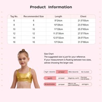 Camisole métallique 6-16 enfants filles haut court pour la danse patinage artistique gymnastique rythmique Cheerleading compétition Performance