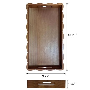Bandeja Decorativa de Madera de Primera Calidad, Forma Irregular, Diseño Rústico, con Asa, Paquete Individual - Product Image 5