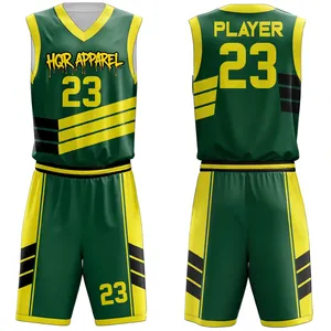 Maillot de basket-ball personnalisé et réversible 100 % polyester, respirant et anti-transpiration, pour l'entraînement – Ensemble économique - Product Image 5