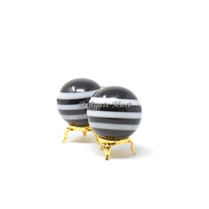 Bolas curativas de piedras preciosas, copo de nieve, obsidiana, cuarzo, ágata, amatista, esfera de cristal con soporte de latón para estilo Feng Shui, amor, curación pulida - Product Image 3