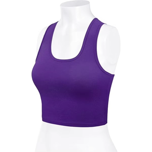 Women Seamless Racerback Sports Bra Top <b>Wire</b> Free Solid Purple Spandex Polyester All Seasons Workout Crop Tank - Product Image 3