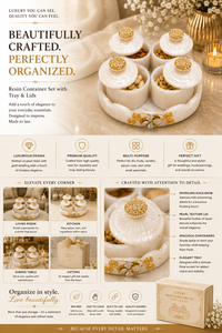 Luxury Resin Classic Party Condiment <b>Jar</b> Set Moisture Proof Food <b>Storage</b> Flip Top Lids Tray White Gold <b>Kitchen</b> Canister Set - Product Image 3