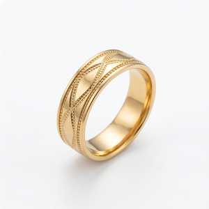DIVYORO แหวนวงแหวนประดับลูกปัดแบบคลาสสิกสำหรับผู้ชายชุบทอง 22k - Product Image 1