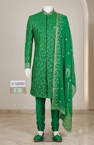 Tissu en filet brodé de sequins de qualité supérieure |   Matériaux de couture et de broderie de créateur en gros pour robes, lehengas et dupattas - Product Image 4