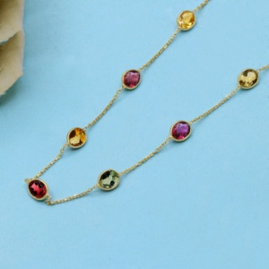 Fashionable Unique Trendy 100% Natural Multi Tourmaline Gemstone Handmade Bracelet <b>Solid</b> 18k Yellow <b>Gold</b> for Party Gift - Product Image 4