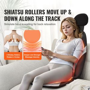 Massaggiatore Shiatsu per Schiena con Calore, 2 Gruppi di Rulli Shiatsu e 2 Motori di Vibrazione per Seduta, per Alleviare la Fatica di Corpo e Collo - Product Image 2