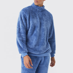 Conjunto de chándal de forro polar Sherpa personalizado para hombre, chaqueta con media cremallera y pantalones, dos piezas, ropa de casa de invierno, venta al por mayor - Product Image 3