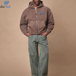 Sweat à capuche zippé pour homme, brodé sur mesure, épais, coupe oversize, 100% coton, écologique, streetwear d'hiver - Product Image 3