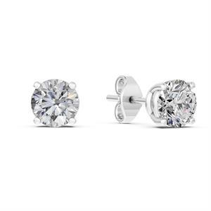 Women's 14K Solid Gold Luxury Solitaire Stud Push <b>Back</b> <b>Earrings</b> 1 Ct Lab Grown Diamond VS Clarity EF Color 5 mm - Product Image 4