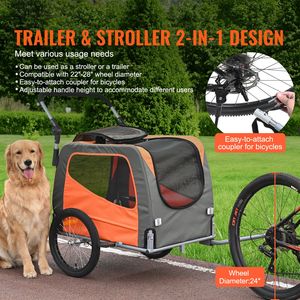Remolque para Bicicleta para Perros, Soporta hasta 66 Libras, Carrito 2 en 1 para Mascotas, Portador de Bicicleta con Plegado Fácil y Liberación Rápida - Product Image 2
