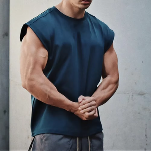 เสื้อกล้ามออกกำลังกายลำลองสำหรับผู้ชายไซส์ใหญ่ แบบสวมใส่สบาย ผ้าถักโพลีเอสเตอร์เป็นมิตรกับสิ่งแวดล้อม คอทรงโอ แห้งเร็ว ระบายอากาศได้ดี - Product Image 4