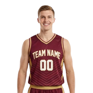 Uniformes de Baloncesto Chevron para Hombre, Jersey sin Mangas con Cuello en V y Pantalones Cortos Holgados a Juego, con Nombres de Equipo y Números de Jugador Personalizados - Product Image 3