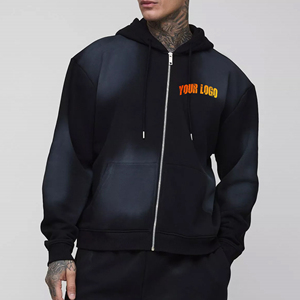 Sweat à capuche zippé surdimensionné pour homme, design vintage délavé effet soleil, personnalisable OEM, qualité supérieure, idéal pour l'hiver - Product Image 4