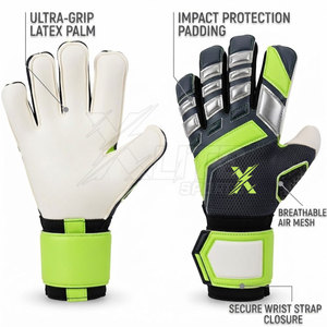 Gants de football d'entraînement personnalisés avec design de gardien de but, paume en latex antidérapante, dos en mesh et fermeture de poignet réglable pour l'extérieur - Product Image 6