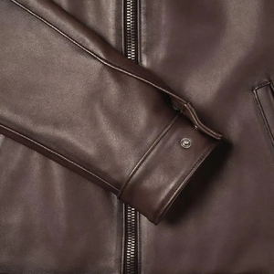 <b>Men</b> Genuine <b>Leather</b> Biker <b>Jacket</b> Distressed <b>Brown</b> Zipper Closure Stand Collar Moto Style - <b>Leather</b> <b>Jacket</b> Distressed <b>Brown</b> - Product Image 6
