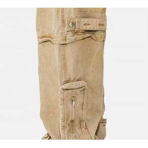 Fabrication OEM de vêtements pour hommes : Nouveau style de pantalon cargo ample multi-poches, effet délavé soleil, vintage, délavé à l'acide, avec fermeture éclair amovible - Product Image 4