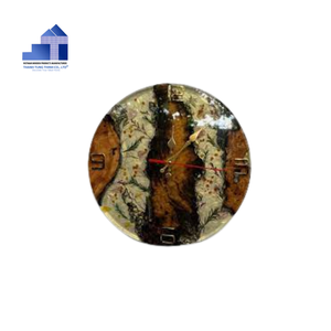 Reloj de Pared Redondo de Resina Epoxi con Incrustaciones de Madera de Burl, Números Romanos, Decoración Artística Verde Océano, Hecho en Vietnam - Product Image 2
