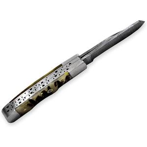 Cuchillo de Bolsillo de Acero de Damasco Hecho a Mano de Alta Calidad, Grado Industrial, 7.5 Pulgadas, Mango de Resina, Regalo Perfecto para Camping, Padre, OEM - Product Image 2