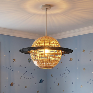Lámpara Colgante de Ratán Saturno, Lámpara Colgante Tejida con Forma de Planeta, Decoración de Techo Creativa con Temática del Universo para Dormitorio Infantil - Product Image 4