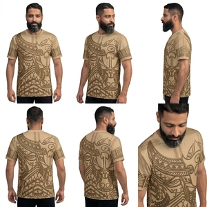 T-shirt tricoté unisexe à imprimé lettres style tribal, mode urbaine, tenue décontractée confortable, doux, moderne, 100% coton respirant - Product Image 2