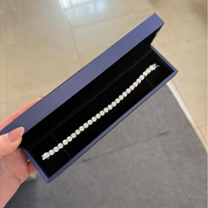 กำไลข้อมือเพชรทรงกลมเจียระไนแบบบริลเลียนท์สำหรับผู้หญิง สี E/F เพชรเพาะเลี้ยงในห้องปฏิบัติการ รับรองโดย IGI สไตล์หรูหราคลาสสิกสำหรับงานแต่งงาน - Product Image 2
