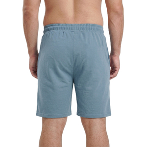 Shorts en piqué 100 % coton bleu ardoise pour homme avec cordon de serrage à la taille, décontractés, respirants, longueur Bermuda, couleur unie, tissu tricoté - Product Image 3
