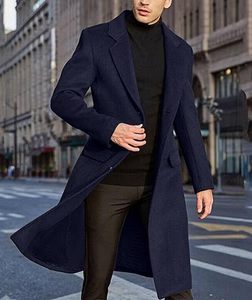 Manteaux Trench en Laine pour Hommes, Coupe Ample et Coupe Ajustée, Vêtements d'extérieur Unis, Manteaux Trench à Simple Boutonnage, Manteaux Longs Respirants - Product Image 5
