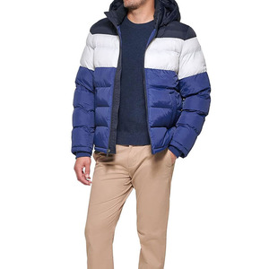 2025 Men's Custom Streetwear Puffer Jacket High Quality Canvas Thick <b>Warm</b> Winter Hooded Coat with Stand Collar for Men - Product Image 3