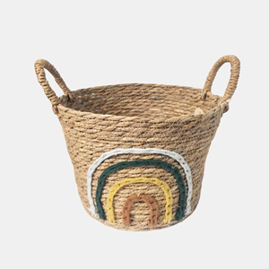 Natural Seagrass Basket Organizer with Handle, Scalloped Design Nursery Basket, Handmade in Vietnam - Product Image 6