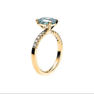 <b>Emerald</b> Cut Blue Topaz <b>Ring</b> 925 Sterling <b>Silver</b> Gold Plated Luxury Gemstone Engagement Wedding Party Anniversary Gift - Product Image 5