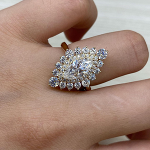 Bague de fiançailles pour femme en diamant marquise, sertie à griffes, 2 carats, diamant de laboratoire, en vermeil 14 carats, pour mariage, fête, anniversaire, cadeau - Product Image 3