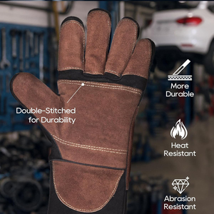 Guantes de Soldadura de Cuero de Seguridad, Resistentes al Calor, Diseño Premium, Absorbentes del Sudor, Duraderos, Guantes de Trabajo de Soldadura de Primera Calidad - Product Image 2