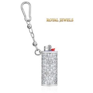 Estuche para encendedor personalizado con incrustaciones de moissanita, plata 925, diseño de antorcha, cadena de joyería estilo hip hop, regalo - Product Image 6