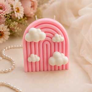 Vela Personalizada para Baby Shower |   Vela Aromática de Cera de Soya con Diseño de Nube Arcoíris y Nombre Personalizado para Decoración Temática de Bebés - Product Image 3
