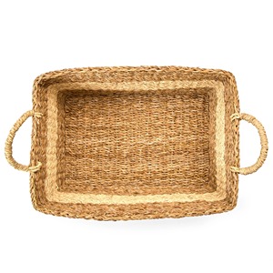 Cesta rectangular de algas marinas con rayas bicolor, cesta de almacenamiento hecha a mano, venta al por mayor, ecológica, hecha en Vietnam - Product Image 4