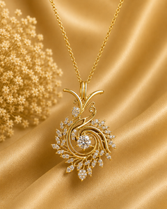 Collier pendentif diamant rond en or 18 carats, design ruban torsadé, bijoux fins élégants et luxueux, cadeau d'anniversaire pour femmes - Product Image 3