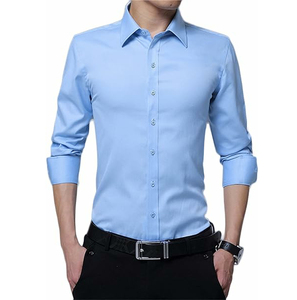 เสื้อเชิ้ตเดรสผู้ชาย ผ้าสแปนเด็กซ์/โพลีเอสเตอร์ แห้งเร็ว ระบายอากาศดี สีพื้น สไตล์ลำลอง/ธุรกิจ กระเป๋าเสื้อแบบกำหนดเอง ทรงเข้ารูป คอตั้ง - Product Image 4